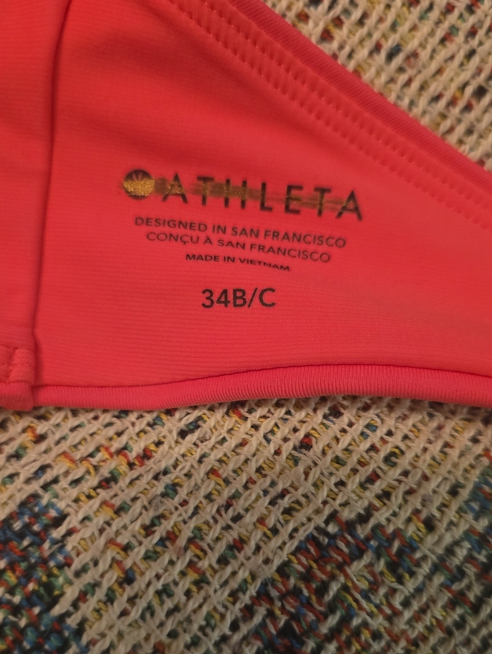 New Athleta Women's 34 B/C Twist Front Coral Bralette Adjustable Swim Bikini Top - Picture 5 of 5